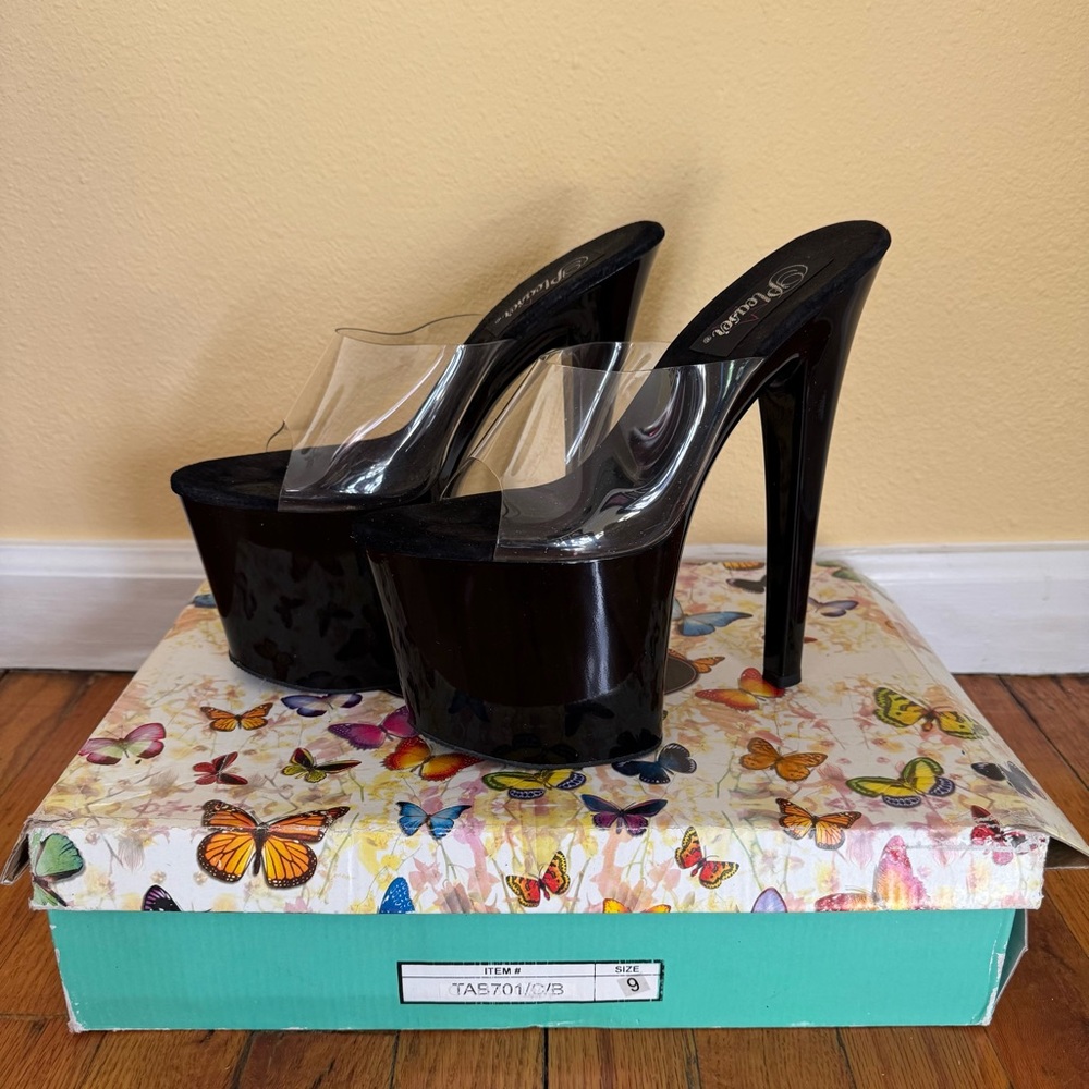 Pleaser Black Clear Platform Heels